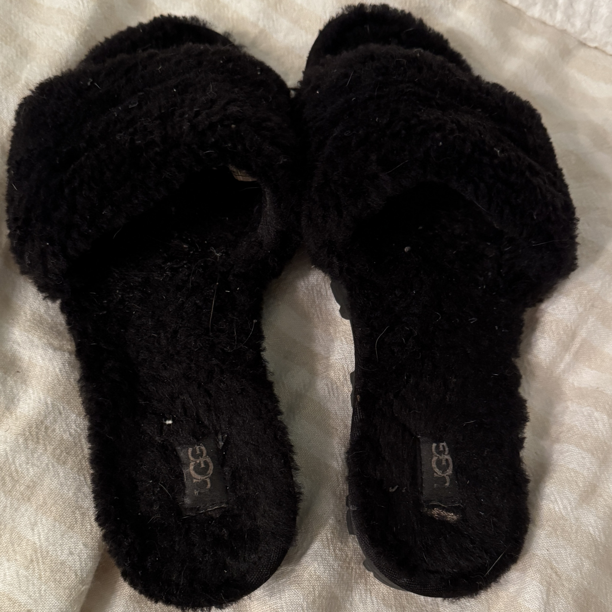 My Well Worn Black Furry Slippers